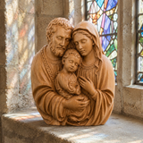 Hand-Carved Beech Wood Holy Family Figurine & Wall Hanging Ornament
