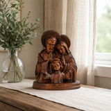 Holy Family Round Wooden Tabletop Ornament