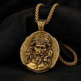 Crown of Thorns Jesus Double‑Sided Medallion Necklace, Stainless Steel Sacred Heart Pendant for Men Product Parameters