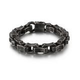 Retro Engraved Bar Link Stainless Steel Bracelet