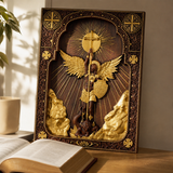 Archangel Michael Square Wooden Icon Religious Gifts - Best Wood Carving Wall Decor