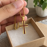 Christian Cross Necklace – Solid Rosewood & Titanium Steel Faith Pendant