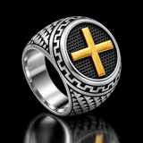 Vintage Cross Signet Ring, Religious Faith Men’s Ring