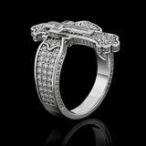 Christian Cross Statement Ring with 5A+ Cubic Zirconia – Silver & 14K Gold Plated - design detail