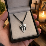 Titanium Steel Shield of Faith Cross Pendant | Protective Christian Jewelry