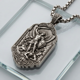 Saint Michael the Archangel 925 Sterling Silver Pendant Necklace—Christian Medal Featuring Sword and Shield Motifs