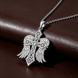 Celtic Knot Winged Cross Necklace – Faith, Protection & Angelic Grace