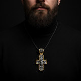 Orthodox S925K Silver Double-Sided Engraved Jesus Christ Crucified and Saints Orthodox Necklace