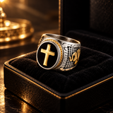 Vintage Praying Cross Ring- Stainless Steel Religious Gift