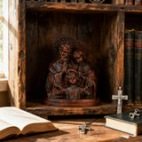Holy Family Round Wooden Tabletop Ornament