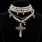 Multi-Layer Cross Pearl Necklace – Christian Faith Jewelry for Women