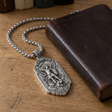 Saint Michael the Archangel 925 Sterling Silver Pendant Necklace—Christian Medal Featuring Sword and Shield Motifs