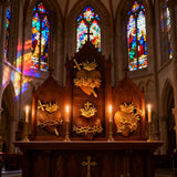 Holy Family Three Sacred Hearts Wooden Wall Decoration