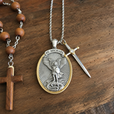 The Protection Amulet of St. Michael Archangel with a Sword Pendant Necklace