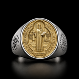 Saint Benedict Medal Stainless Steel Cross Ring