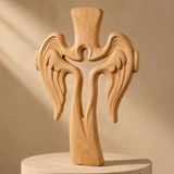 Ascension of Jesus Angel Wing Cross – Hand-Carved Beechwood Wall Decor