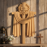 A Holy Testimony: Handcrafted Beechwood Crown of Thorns and Resurrection Shawl Cross