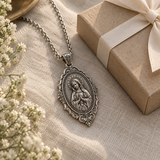 Virgin Mary Prayer Medal Necklace – S925 Sterling Silver Catholic Pendant