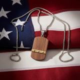 Stainless Steel & Wood Dog Tag Necklace – Nature, Strength & Minimalist Elegance