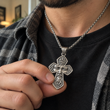 S925 Sterling Silver Jesus Crown of Thorns Cross Pendant Necklace – Christian Faith Jewelry for Men