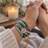 Multi-Layered Hand-Woven Natural Crystal Stone Leather Tree of Life Guardian Bracelet