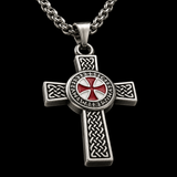 Knights Templar Celtic Knot Cross Necklace for Men, Red Enamel Templar Symbol Stainless Steel Pendant Product Parameters