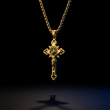 Golden St. Benedict Exorcism Cross - Blessings to you and your family