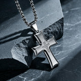 Brushed & Polished Stainless Steel Cross Necklace – Minimalist Faith, Everyday Devotion