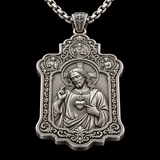 S925 Sterling Silver Sacred Heart of Jesus Pendant Necklace – Christian Faith Religious Jewelry