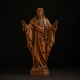 Hand Carved Sacred Heart of Jesus Virgin Mary Wooden Tabletop Ornament