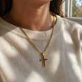 Christian Cross Necklace – Solid Rosewood & Titanium Steel Faith Pendant
