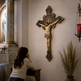 Hand-Carved Solid Maple Wood St. Benedict Crucifix – Christian Wall Cross