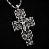 S925 Silver Orthodox Crucifixion Necklace – Detailed Christian Cross Pendant with 24-Inch Chain