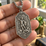 Saint Michael the Archangel 925 Sterling Silver Pendant Necklace—Christian Medal Featuring Sword and Shield Motifs