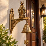 Our Lady of Grace Wall Bell – Antique Gold Marian Door Blessing Decor