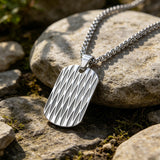Diamond-Cut Textured Military Dog Tag Pendant Necklace