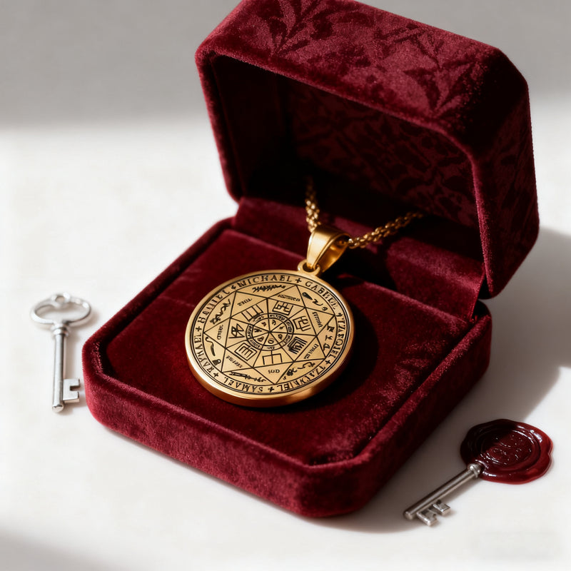 Vintage Titanium Seven Archangel's Seal Pendant - Amulet against evil eyes, curses, spells