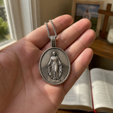 Pure Tin Miraculous Medal Virgin Mary Necklace
