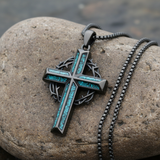 "By His Wounds We Are Healed" - Handcrafted Turquoise Crown of Thorns Cross - A Daily Symbol of Hope & Protection