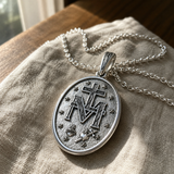 S925K Silver Miracle Medal English Version Inscription Necklace