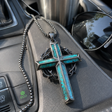 "By His Wounds We Are Healed" - Handcrafted Turquoise Crown of Thorns Cross - A Daily Symbol of Hope & Protection