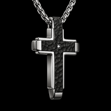 Hammered Two-Tone Stainless Steel Cross Necklace – Strength, Faith & Rugged Elegance