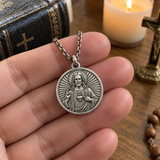 S925 Sterling Silver Sacred Heart of Jesus Medallion Necklace