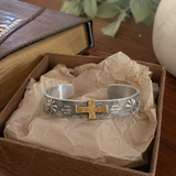 Stainless Steel Two-Tone Cross Cuff Bracelet – Christian Faith Jewelry