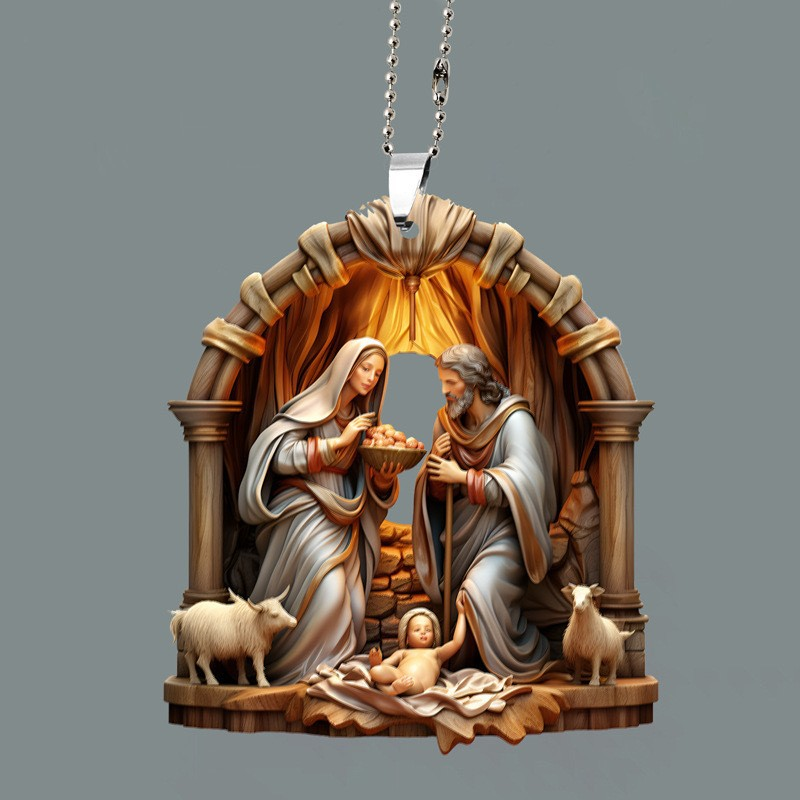 7 Styles Nativity Scene Acrylic Pendants | Christian Christmas Decor for Car Rearview Mirror, Backpack & More