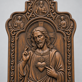 Sacred Heart of Jesus Hand-Carved Beechwood Plaque – Catholic Prayer, Home Blessing & Faith Gift