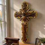Hand-Carved White Ash Wood Cross - Sacred Christian Home Altar Decor for Christmas & Spiritual Gifting
