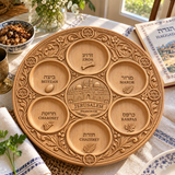 Jerusalem Passover Seder Plate – Hand-Carved Beechwood Judaica for Pesach