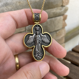 S925 Sliver Handcrafted Double-Sided Redemption: Archangel Michael Guardian Cross Pendant