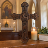 Lamb of God Wood Carving Cross Wall Decor - Paschal lamb